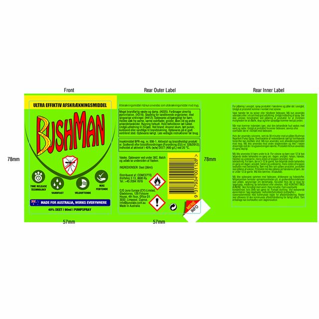 Bushman BDEN90P Insect Repellent Spray 90 Ml 40% Deet