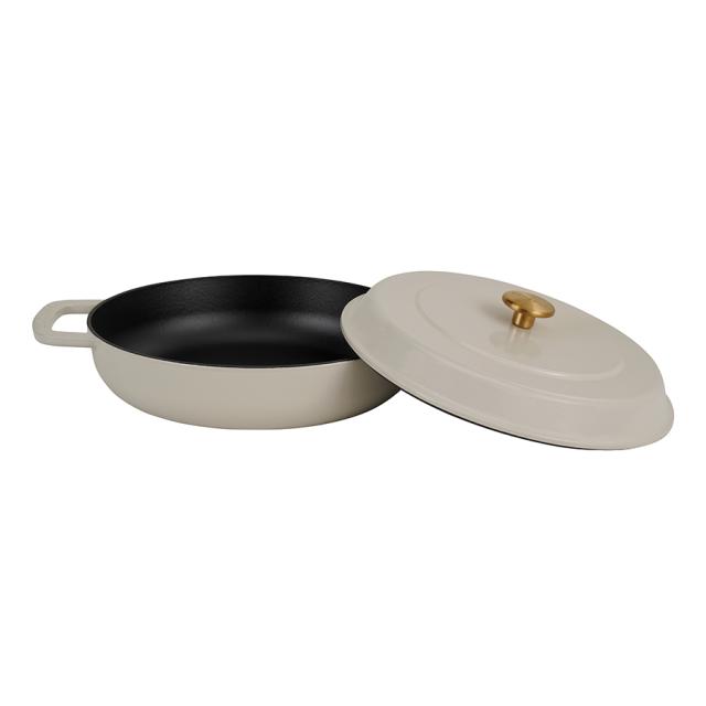 Combekk braisergryde 28 cm – sand med guldfarvet knop