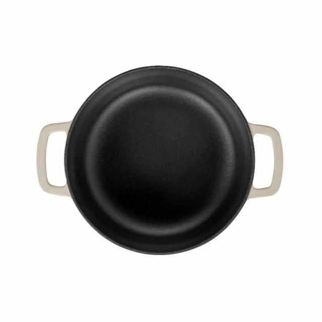 Combekk støbejernsgryde 24 cm – sand med guldfarvet knop
