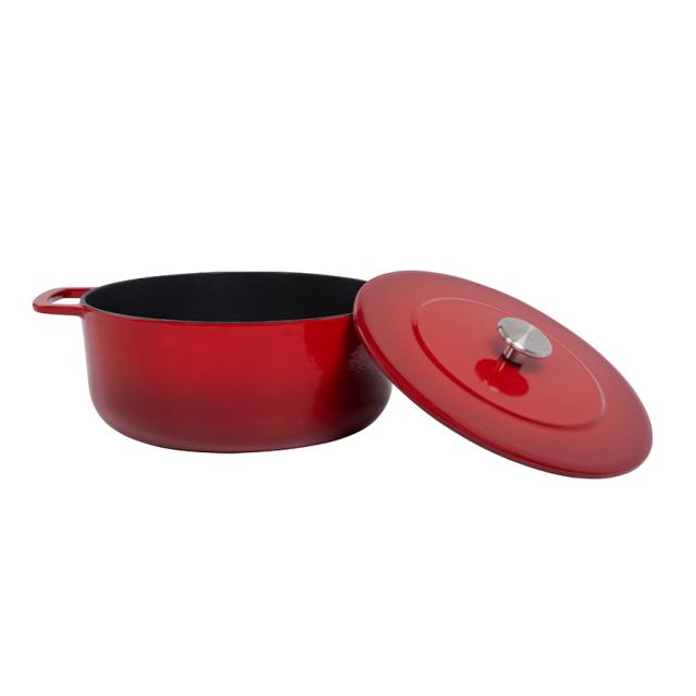 Combekk støbejernsgryde 24 cm – cherry med guldfarvet knop