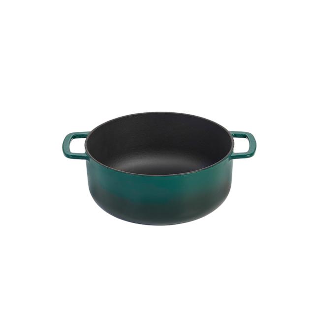 Combekk støbejernsgryde 28 cm – holly green med guldfarvet knop