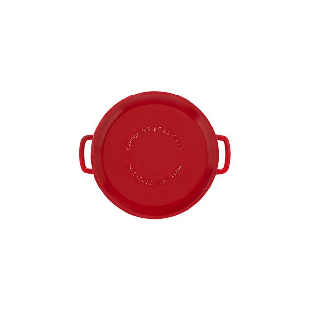 Combekk støbejernsgryde 28 cm – cherry med guldfarvet knop