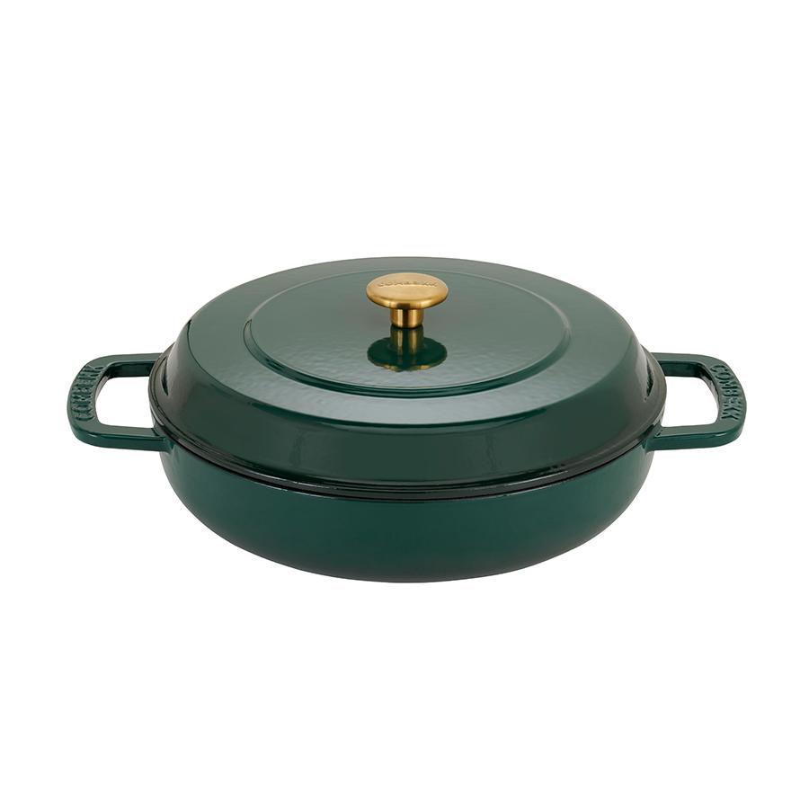 Combekk braisergryde 28 cm – holly green med guldfarvet knop
