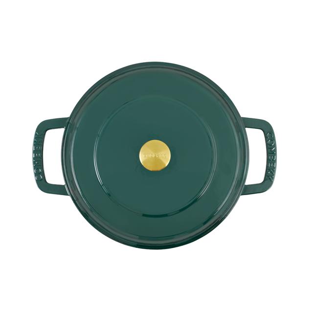 Combekk braisergryde 28 cm – holly green med guldfarvet knop