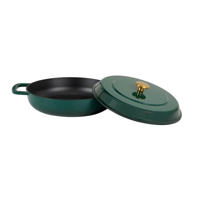 Combekk braisergryde 28 cm – holly green med guldfarvet knop