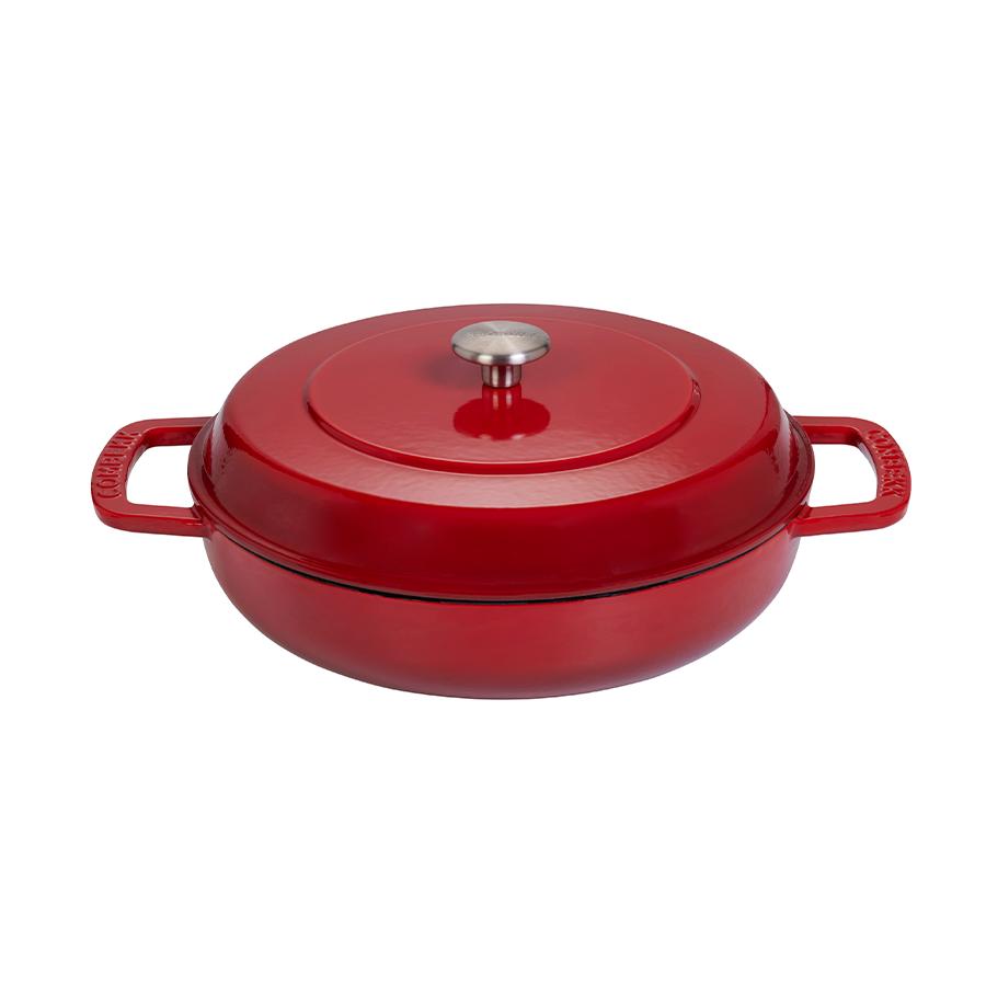 Combekk braisergryde 28 cm – cherry med sølv knop