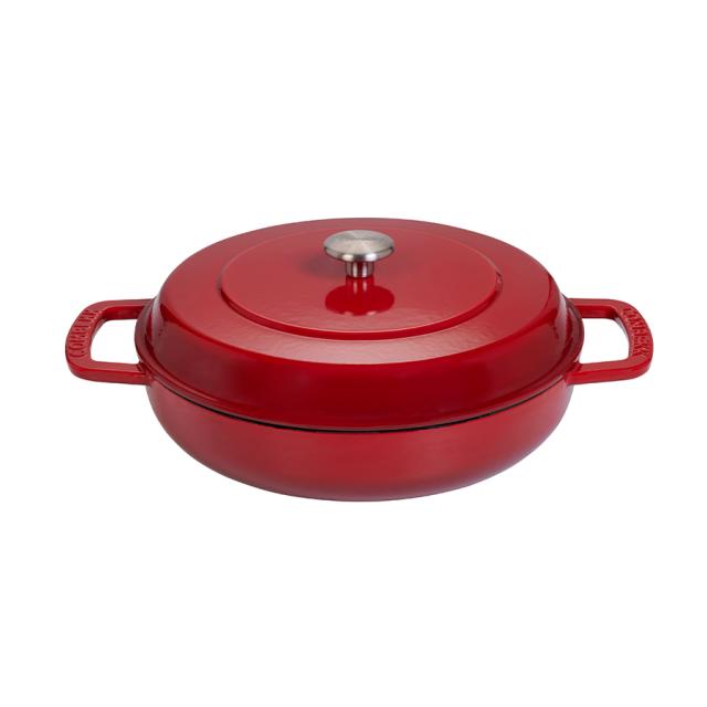 Combekk braisergryde 28 cm – cherry med sølv knop