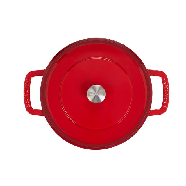 Combekk braisergryde 28 cm – cherry med sølv knop