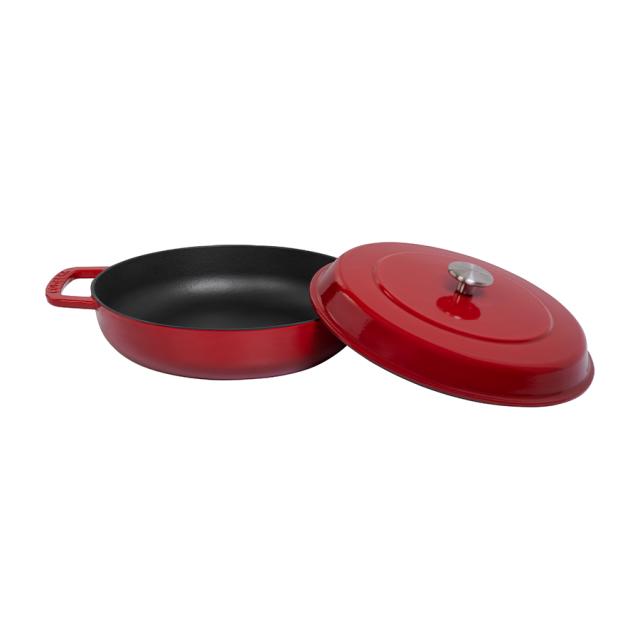 Combekk braisergryde 28 cm – cherry med sølv knop