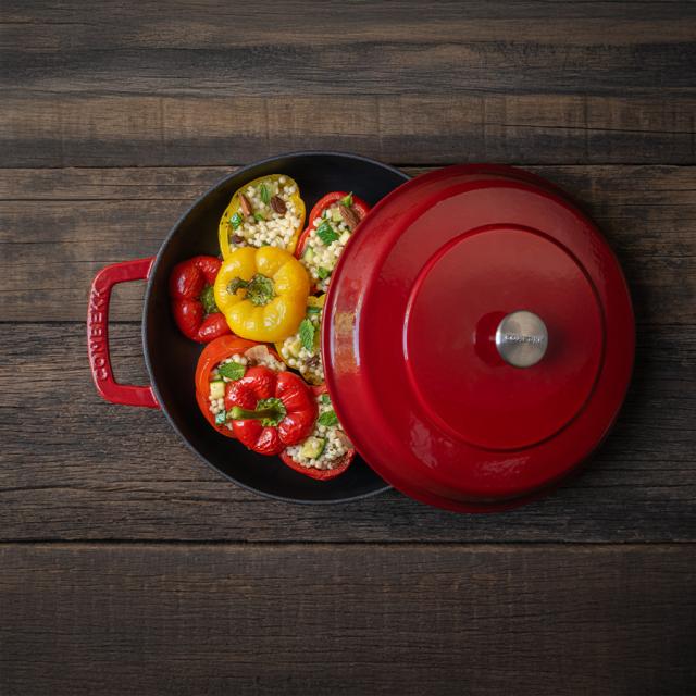 Combekk braisergryde 28 cm – cherry med sølv knop