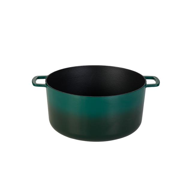 Combekk støbejernsgryde 32 cm – holly green med guldfarvet knop