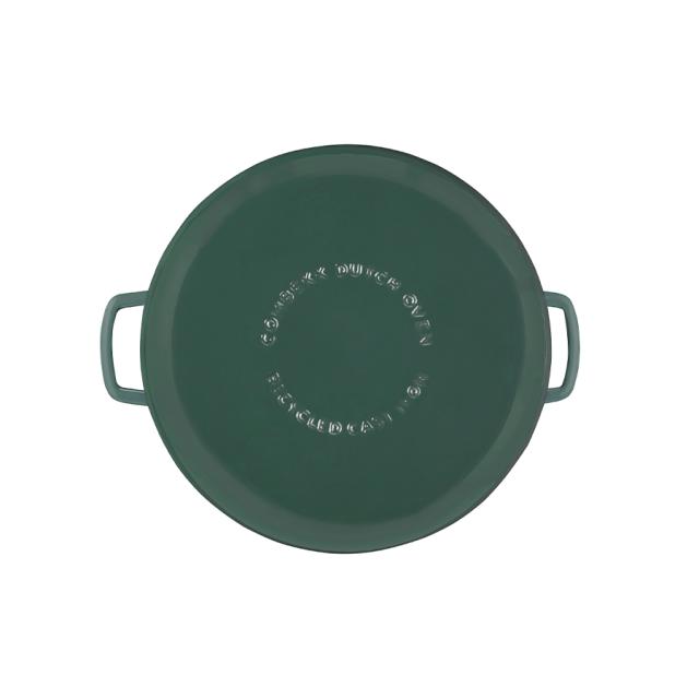Combekk støbejernsgryde 32 cm – holly green med guldfarvet knop