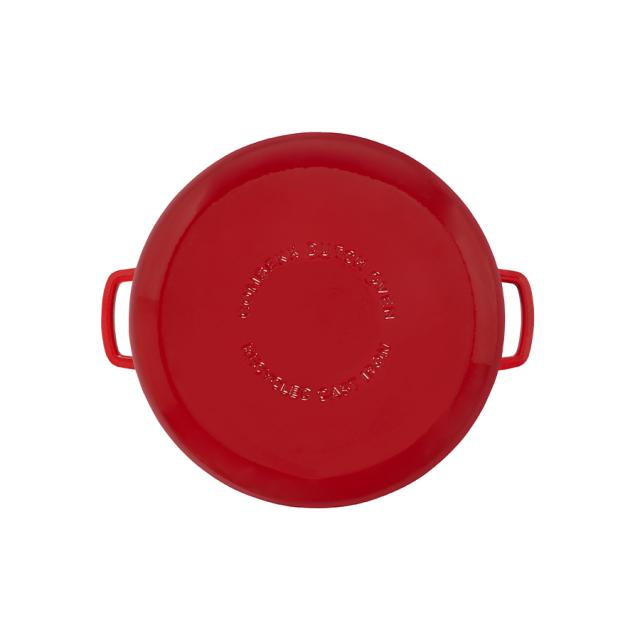 Combekk støbejernsgryde 32 cm – cherry med sølv knop