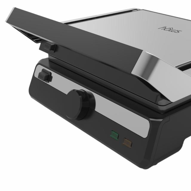 hâws kontaktgrill/paninigrill stål/sort, 2000W