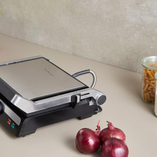 hâws kontaktgrill/paninigrill stål/sort, 2000W