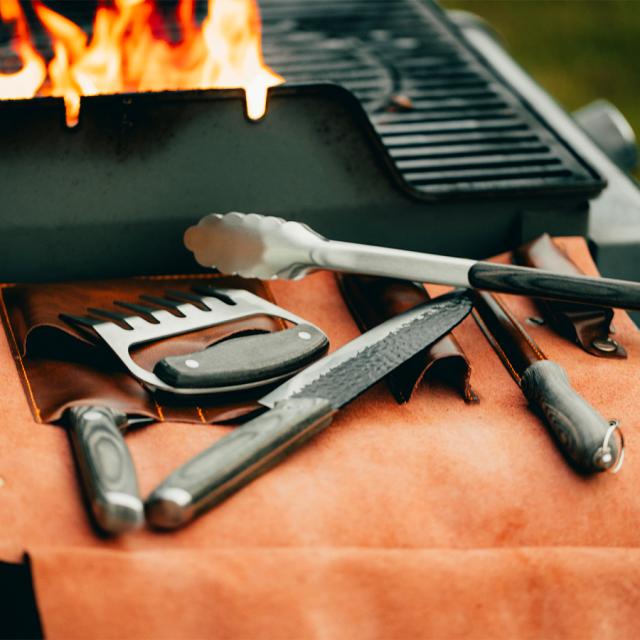 hâws santo BBQ-sæt  –  6 dele, med læderetui