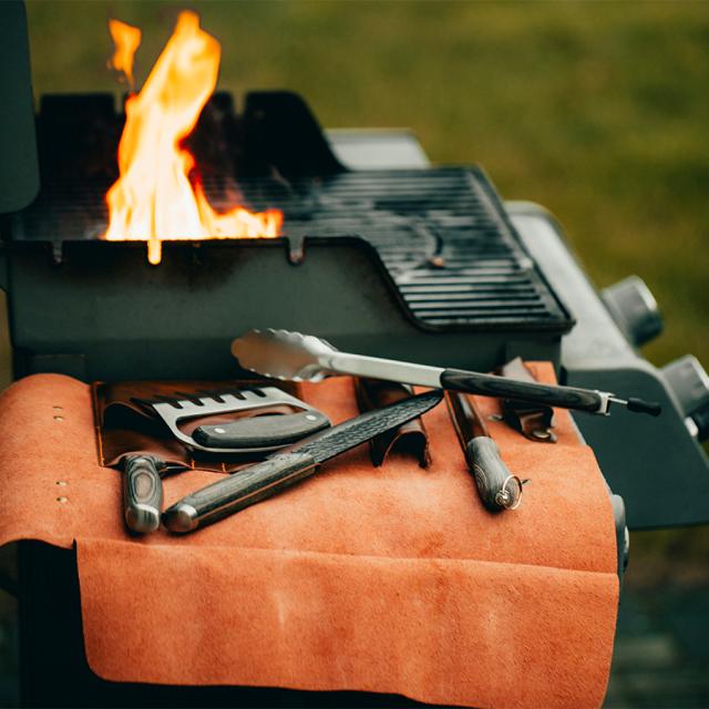 hâws santo BBQ-sæt  –  6 dele, med læderetui