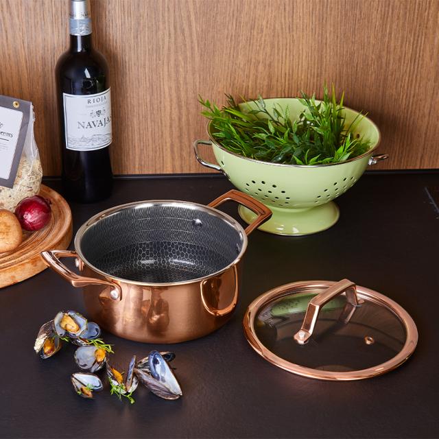 hâws santo hybrid gryde 2,2 L, rose gold - inkl. låg