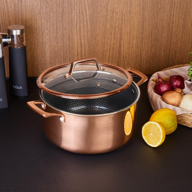 hâws santo hybrid gryde 5,8 L, rose gold - inkl. låg