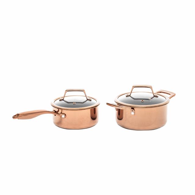 hâws santo hybrid kasserolle 1,5 L & gryde 2,2 L, rose gold – inkl. låg
