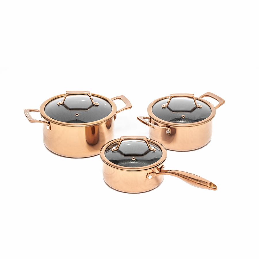 hâws santo hybrid gryde 1,5 + 2,2 + 3,4 L, rose gold – inkl. låg
