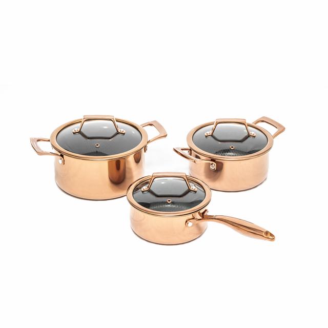 hâws santo hybrid gryde 1,5 + 2,2 + 3,4 L, rose gold – inkl. låg