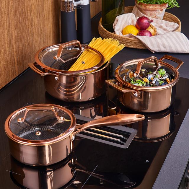 hâws santo hybrid gryde 1,5 + 2,2 + 3,4 L, rose gold – inkl. låg