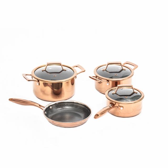 hâws santo hybrid stegepande 20 cm & gryde 1,5 + 2,2 + 3,4 L, rose gold – inkl. låg