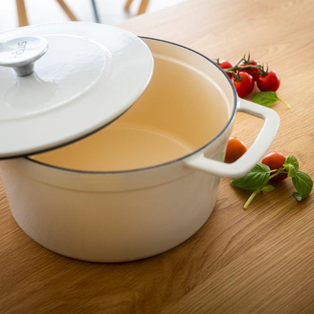 hâws santo støbejernsgryde 5,7 L, sand med sølvknop