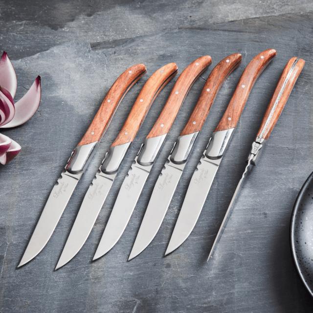 Laguiole by hâws steakknivsæt – 6 dele, rosentræ