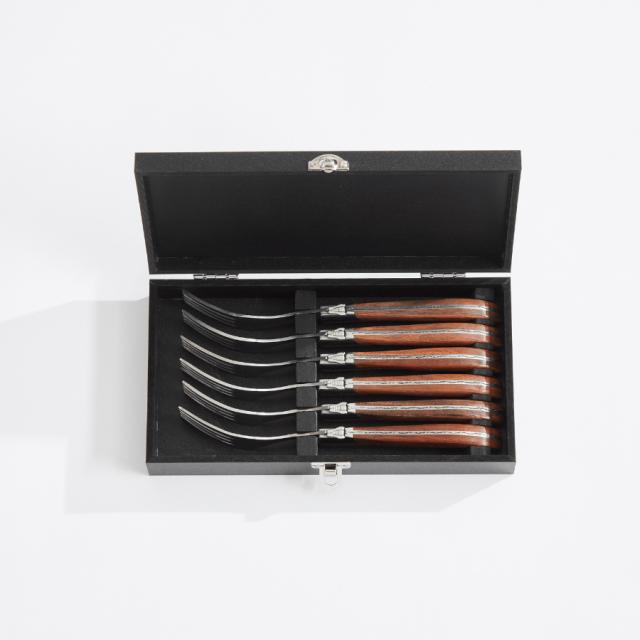 Laguiole by hâws steakgaffelsæt – 6 dele, rosentræ