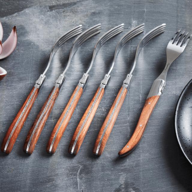 Laguiole by hâws steakgaffelsæt – 6 dele, rosentræ