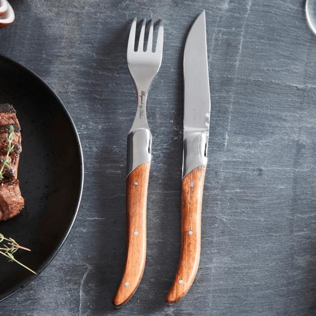 Laguiole by hâws steakgaffelsæt – 6 dele, rosentræ