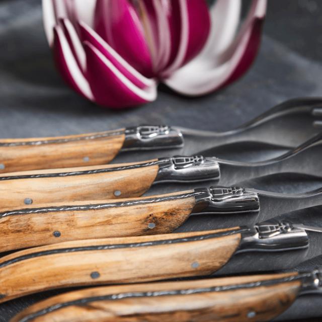 Laguiole by hâws steakgaffelsæt – 6 dele, oliventræ