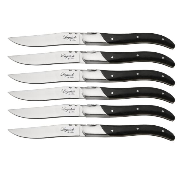 Laguiole by hâws steakknivsæt – 6 dele, sort træ