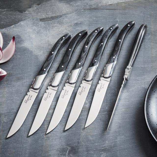 Laguiole by hâws steakknivsæt – 6 dele, sort træ