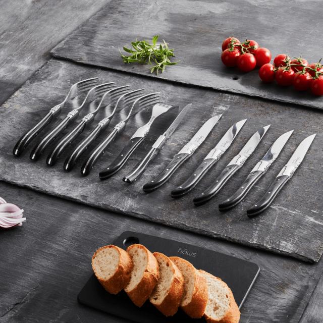 Laguiole by hâws steakknivsæt – 6 dele, sort træ