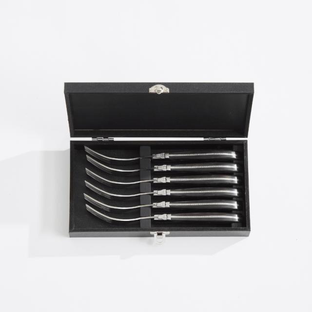 Laguiole by hâws steakgaffelsæt – 6 dele, sort træ