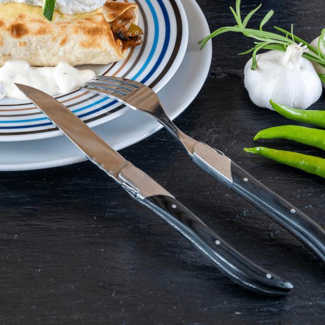 Laguiole by hâws steakgaffelsæt – 6 dele, sort træ