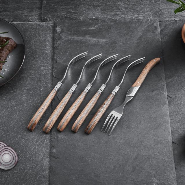 Laguiole by hâws steakgaffelsæt – 6 dele, eg