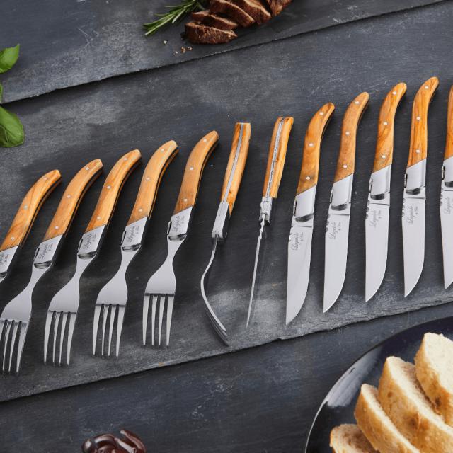 Laguiole by hâws steakbestiksæt – 12 dele, oliventræ