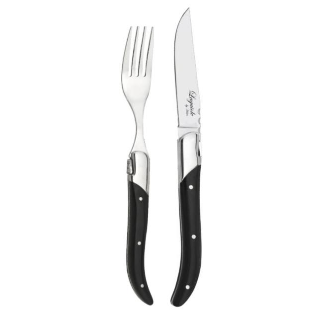 Laguiole by hâws steakbestiksæt – 12 dele, sort træ