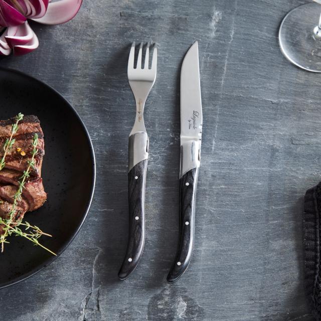 Laguiole by hâws steakbestiksæt – 12 dele, sort træ