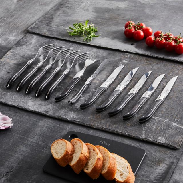 Laguiole by hâws steakbestiksæt – 12 dele, sort træ