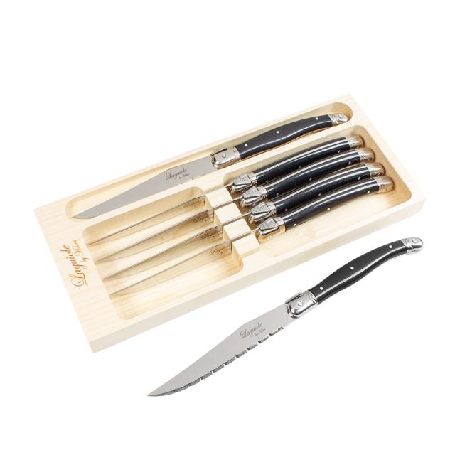 Laguiole by hâws steakknivsæt – 6 dele, sort abs