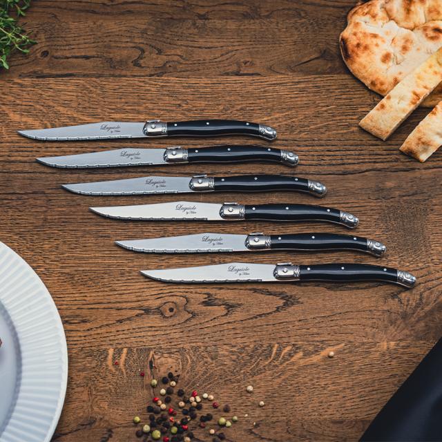 Laguiole by hâws steakknivsæt – 6 dele, sort abs