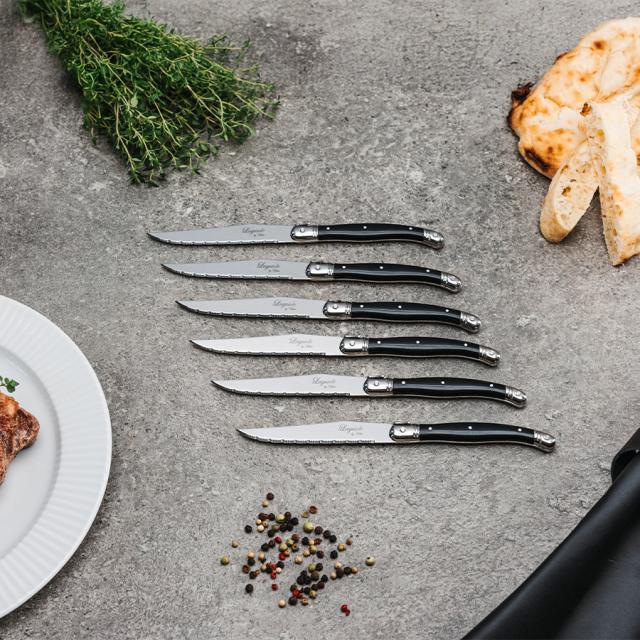 Laguiole by hâws steakknivsæt – 6 dele, sort abs