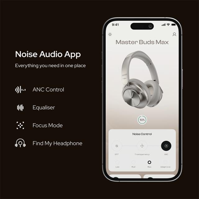 Noise Master Buds Max ANC over-ear høretelefoner, silver