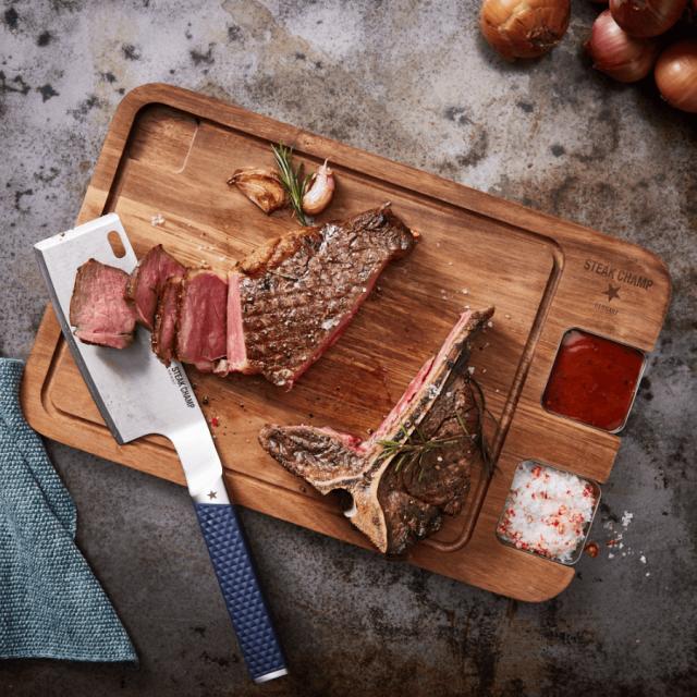 Steak Champ 5020 Bræt m. underkopper i rustfrit stål